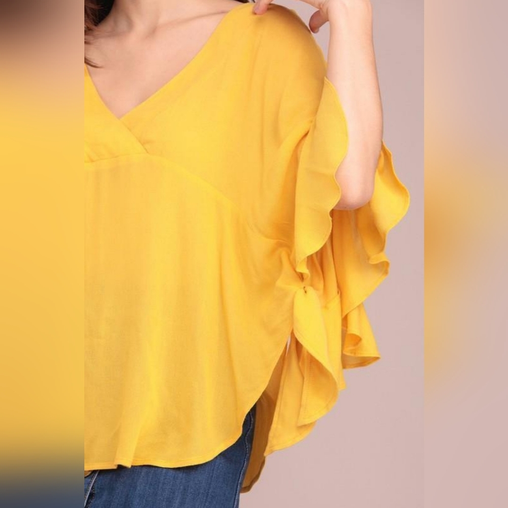 Ruffle Poncho Style Top - Picture 3 of 9